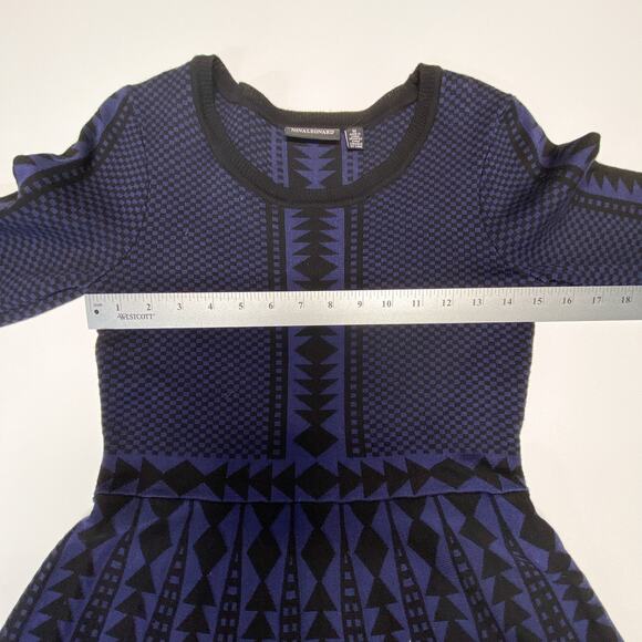Nina Leonard Blue & Black Form fitting Dress with stretch for the perfect fit❤️ - Picture 2 of 14